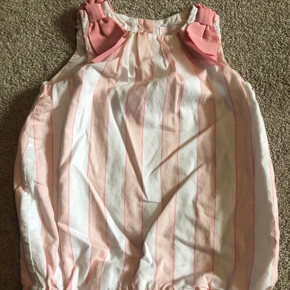Janie and Jack Pink White One Piece Romper 0-3M - Picture 1 of 4
